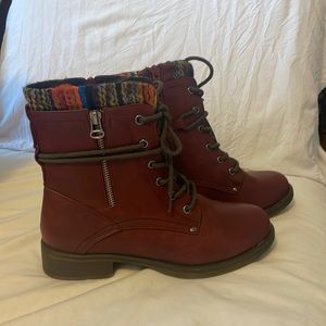Dark Red combat boot